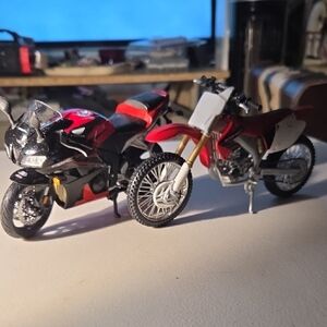 AVAILABLE- Red and Black Toy Motorcycles Set Cars & Vehicles